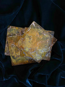 Square Coasters- Gold Marble