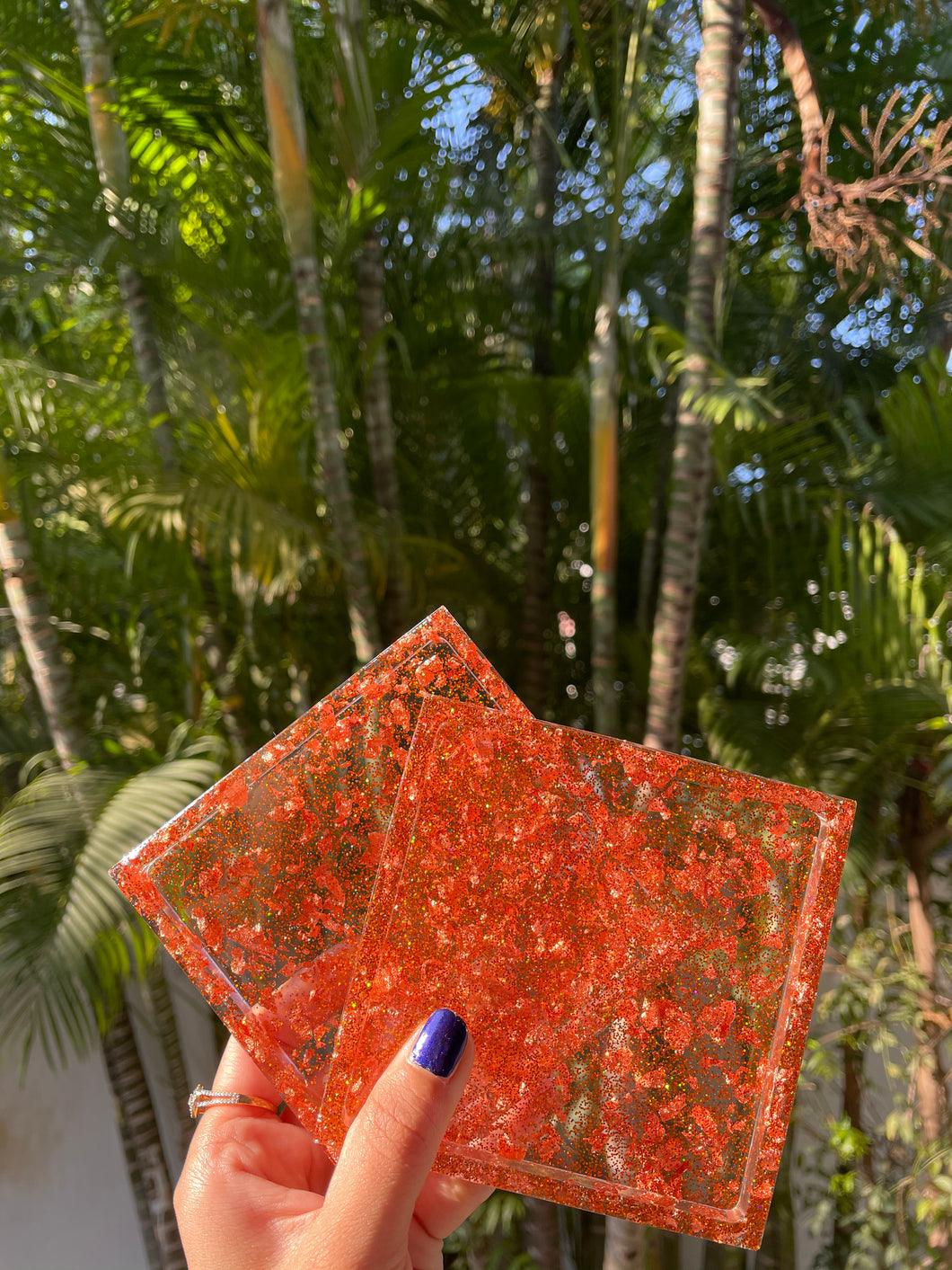 Square Coasters- Burnt Orange Flake