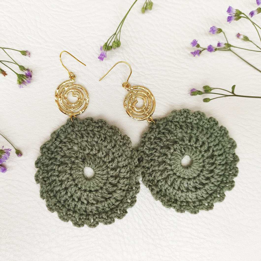 Crochet Earrings- Olive