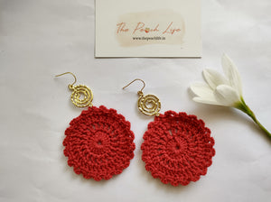 Crochet Earrings- Red