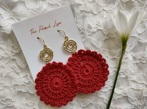 Crochet Earrings- Red