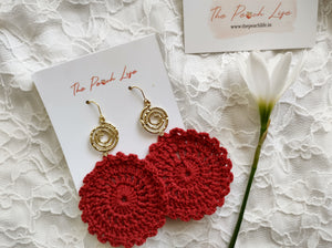 Crochet Earrings- Red